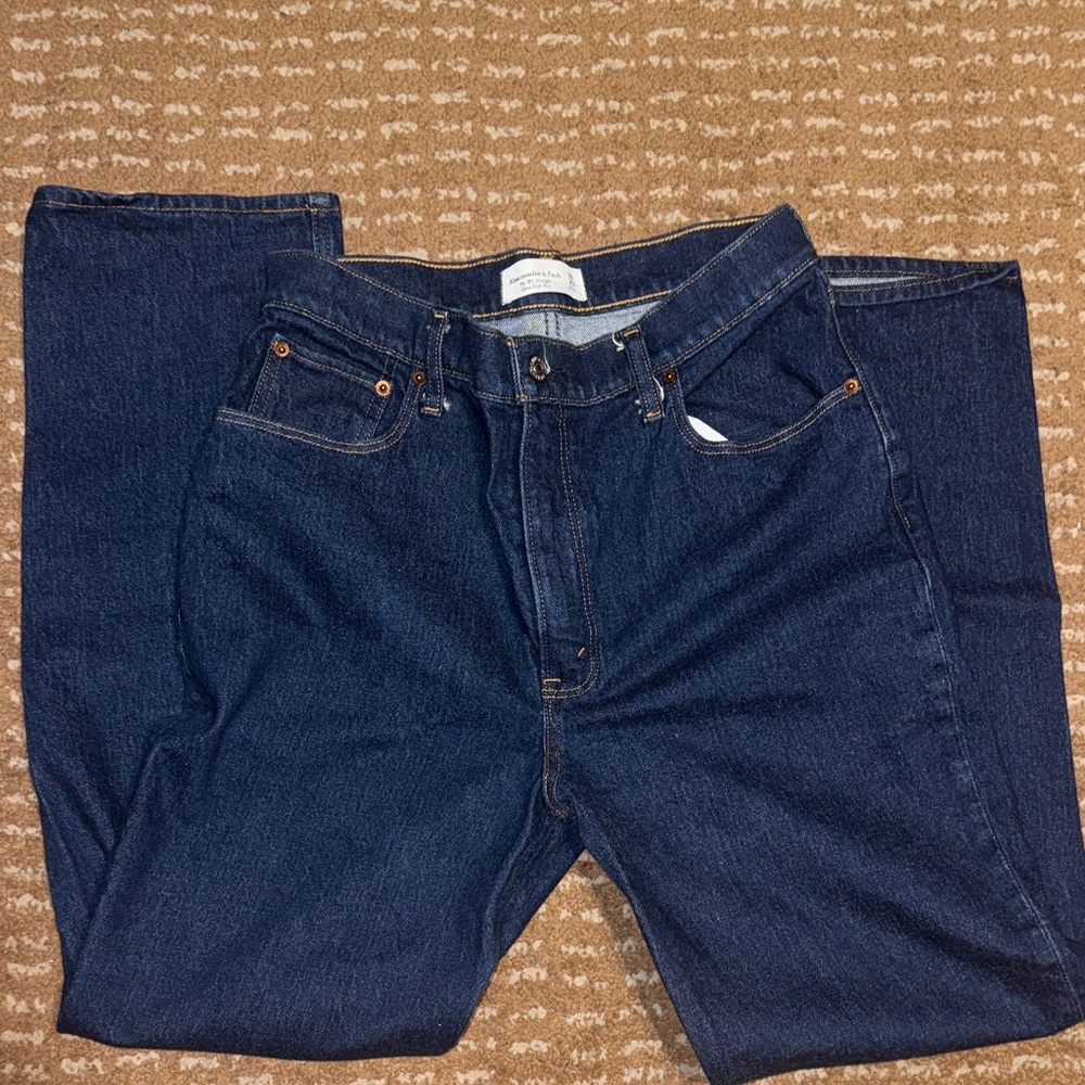 Abercrombie & Fitch Women's Dark Blue Straight Leg Jeans